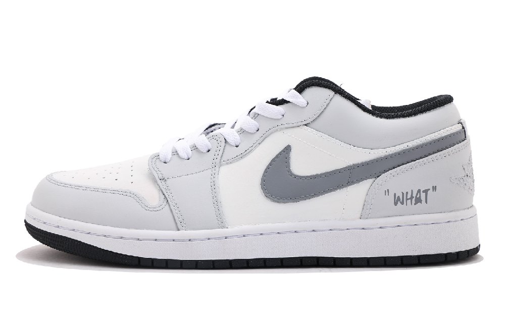 Jordan Air Jordan 1 Abrasion Resistant Low Top Vintage Basketball Shoes Unisex Gray White