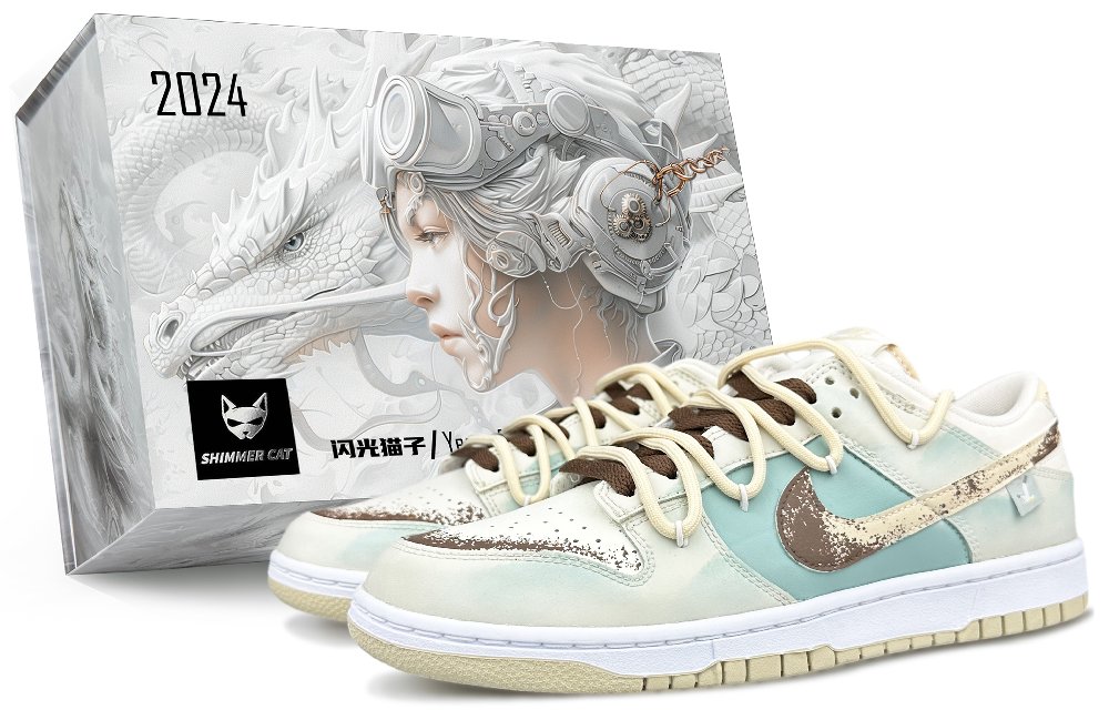 Nike Dunk Skateboard Shoes Men Low-Top Beige/Blue/Umber