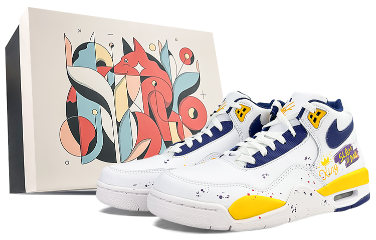 Nike Vintage Basketball Shoes Men's White Blue Yellow