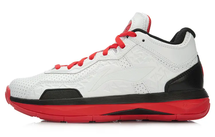 LINING All City 4 Basketball Shoes Unisex Mid top White/Black/Red