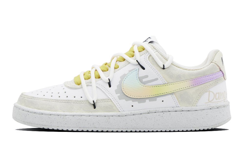 Nike Court Vision 1 Low Anti-Slip And Wear-Resistant Lightweight Low-Top Skateboard Shoes Men's Beige Gray Yellow