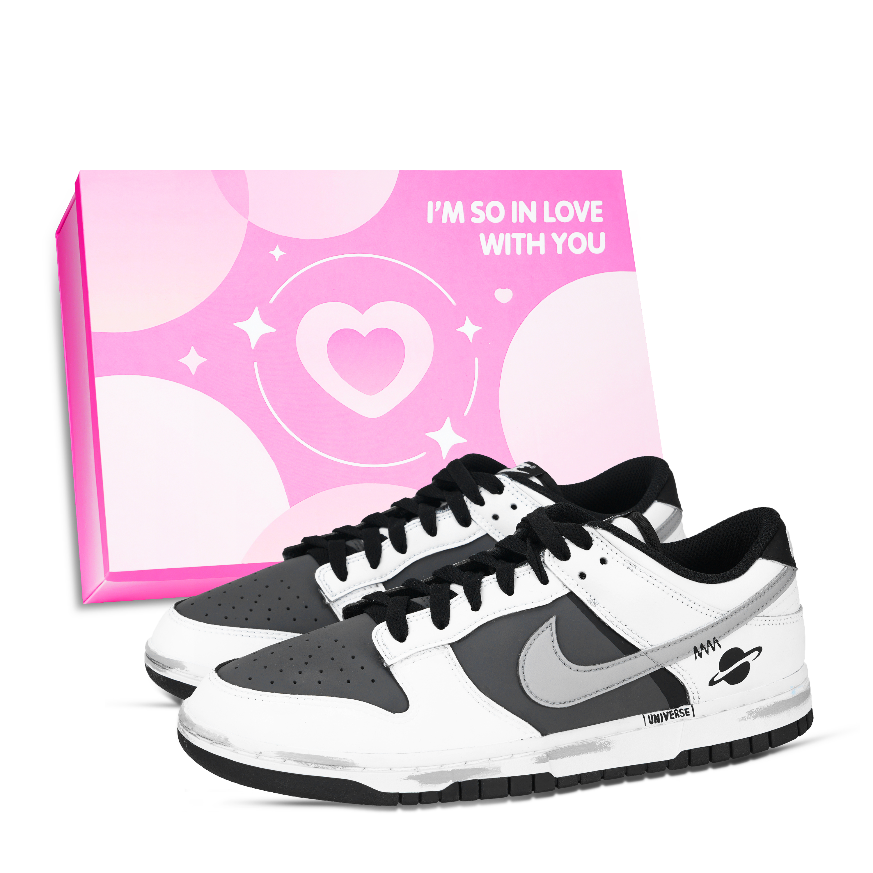 Nike Dunk The Center Of The Universe Abrasion Resistant Low top Skateboard Shoes Unisex Black White Gray