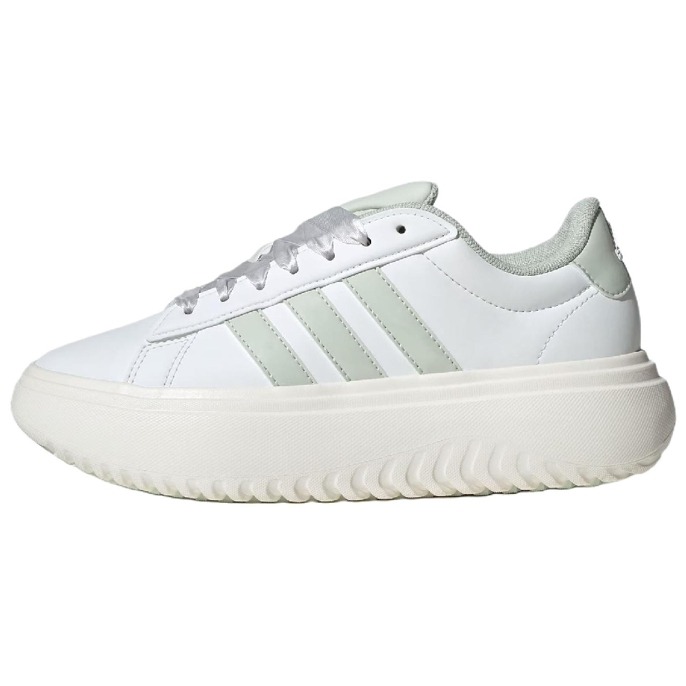Adidas GRAND COURT PLATFORM Abrasion Resistant Low Top Tennis Shoes Women's Crystal White