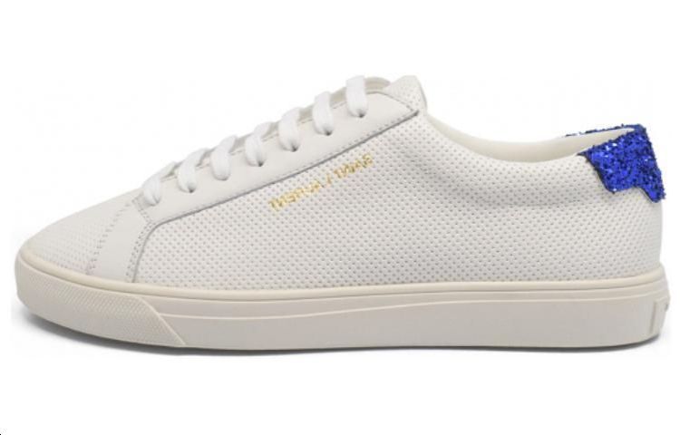 SAINT LAURENT Low Top Stylish Skateboarding Shoes Women's White Blue