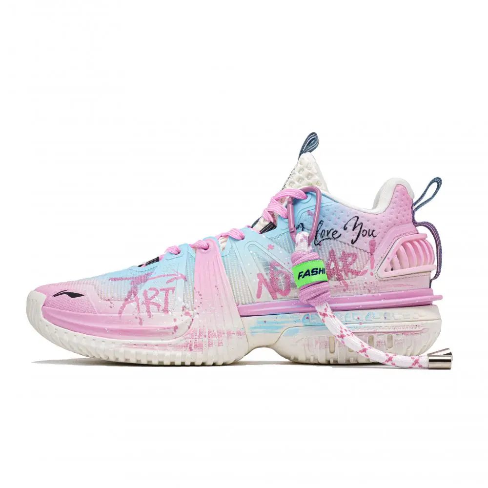 LiNing Storm 2024 Cushioning, Breathable, Moisture Wicking Mid Top Light Foam Plus Basketball Shoes Men's Pink