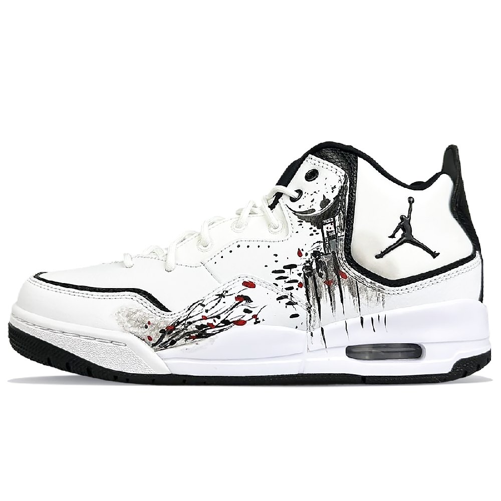 Jordan Courtside 23 Cushioning Anti-Slip And Wear-Resistant Mid-Top Vintage Basketball Shoes Men's Black White