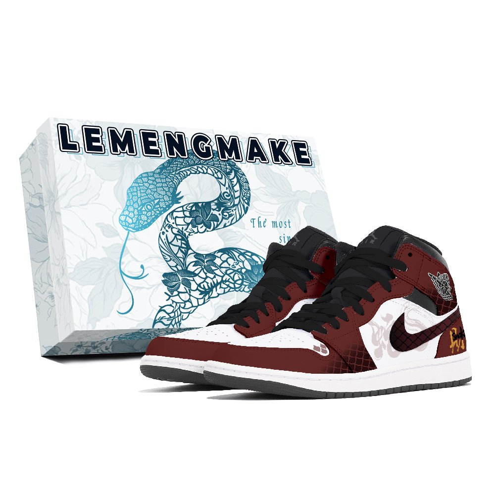 Jordan Air Jordan 1 Abrasion-Resistant Mid-Top Vintage Basketball Shoes Unisex Black Red