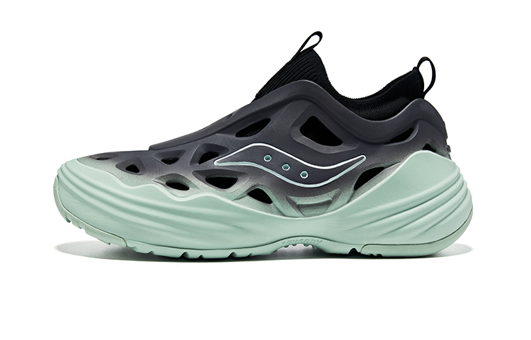 Saucony FOAM WEB Shock-absorbing And Waterproof Low-Top Running Shoes Unisex Gray Black Green