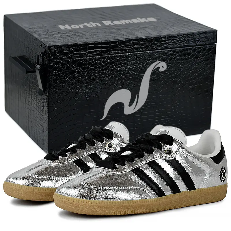 Adidas Originals SAMBA OG Wear resistant And Lightweight Low Top Skateboard Shoes Women's Silver Black