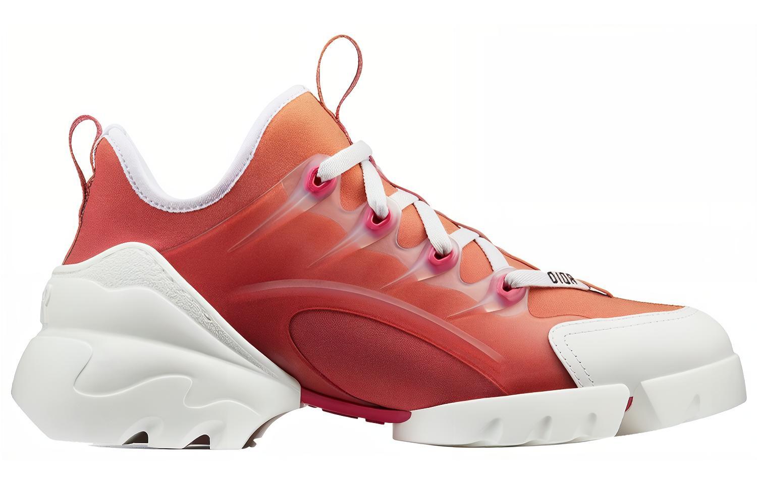 DIOR D-Connect Low-Top Athletic Shoes Women's Orange Red Gradient
