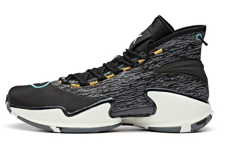 Anta KT Basketball Collection KT Yan, Thompson High Top Vintage Basketball Shoes Men's Black Gray Yellow