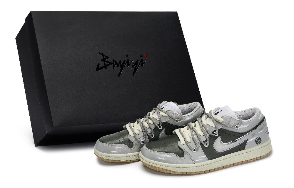 Jordan Air Jordan 1 Vintage Basketball Shoes Men Low Top Gray/White/Green