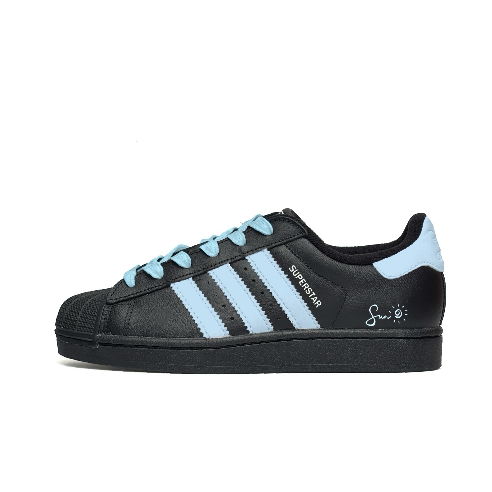 Adidas Originals Superstar 2 Cushioning Abrasion Resistant Lightweight Low top Skateboard Shoes Unisex Black Blue