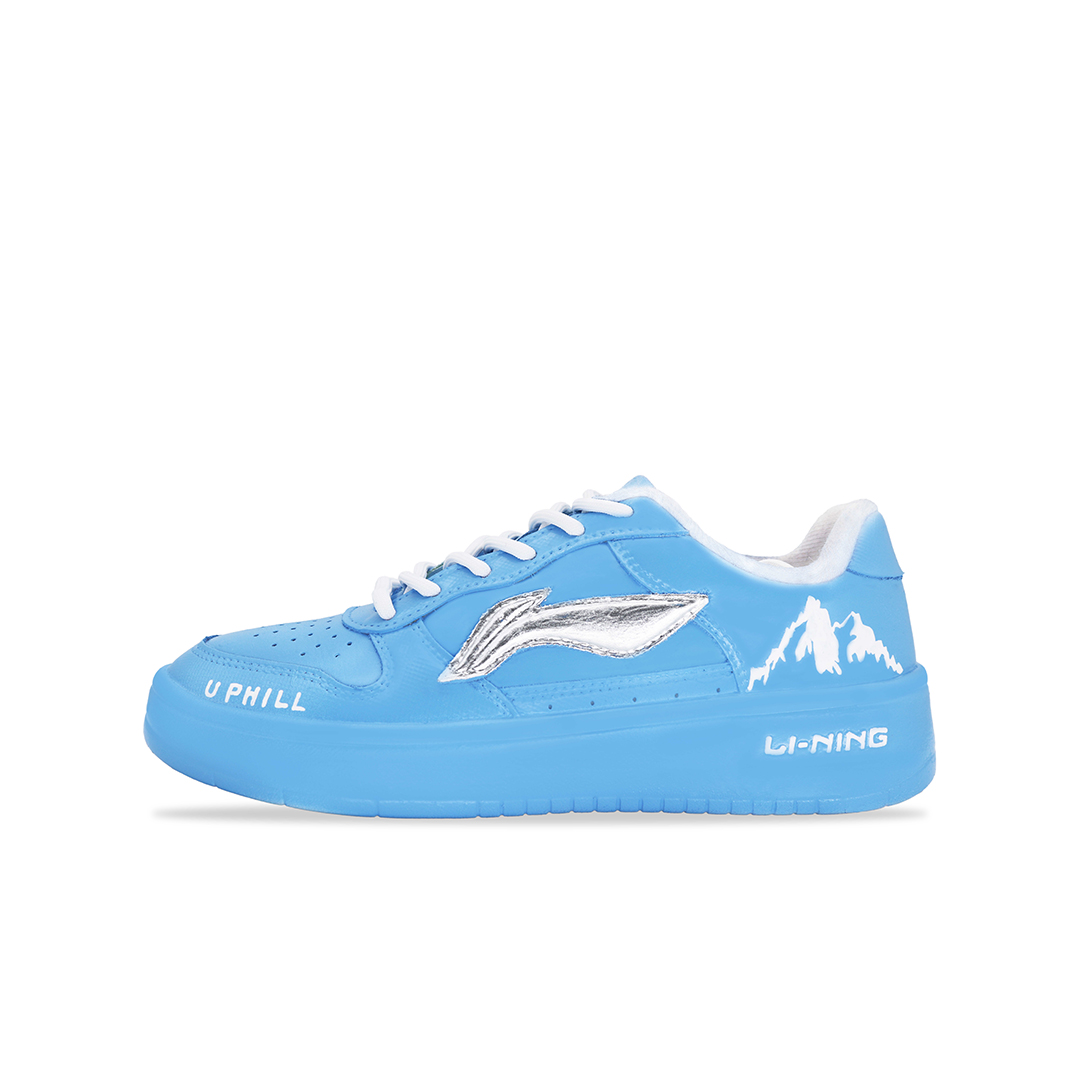 LiNing Pontoon Boats UPHILL Fashion Versatile, Trendy Breathable Low top Skateboard Shoes Women's Blue Silver