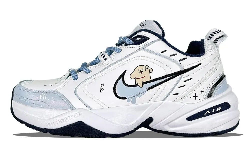 Nike Air Monarch 4 Blue Dog Slip Resistant Low top Chunky Sneakers Unisex Blue White