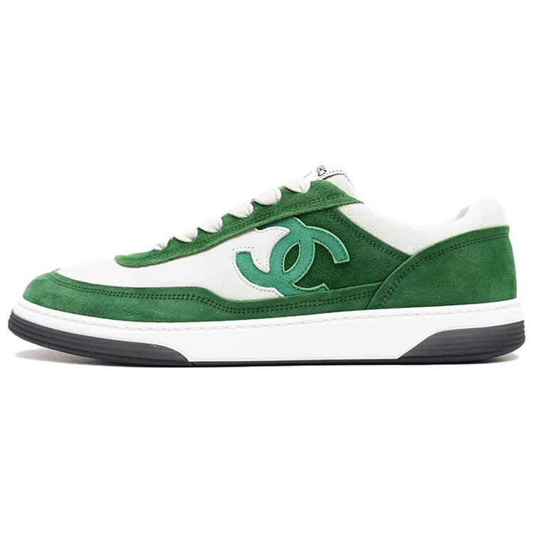 CHANEL 23P Low Top Stylish Skateboarding Shoes Men's White Green