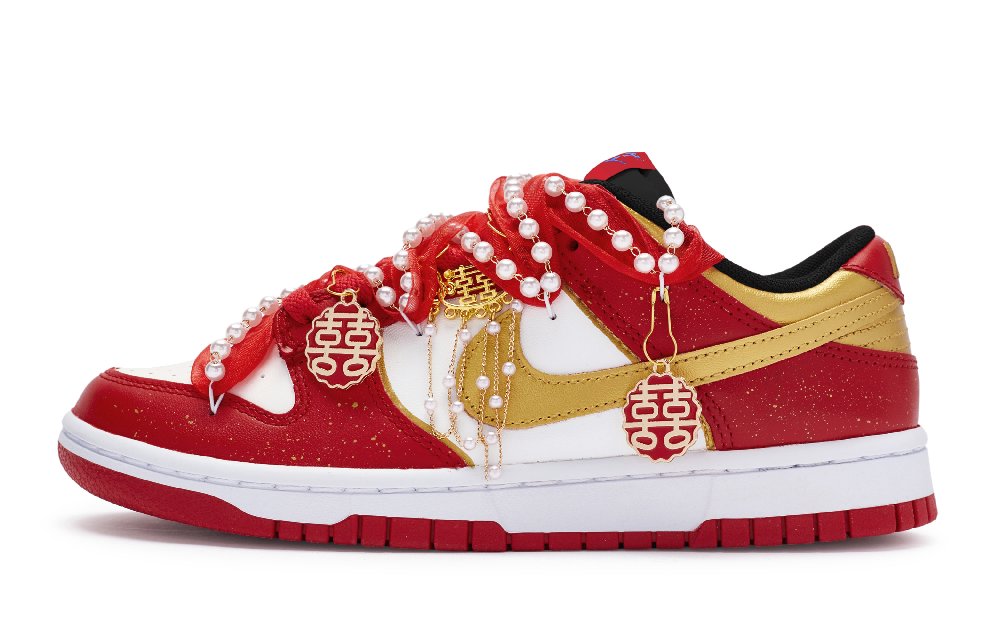 Nike Dunk 811 Manufacturing, Perfect Match Suoti Low Top Skateboard Shoes Women's Red Gold White