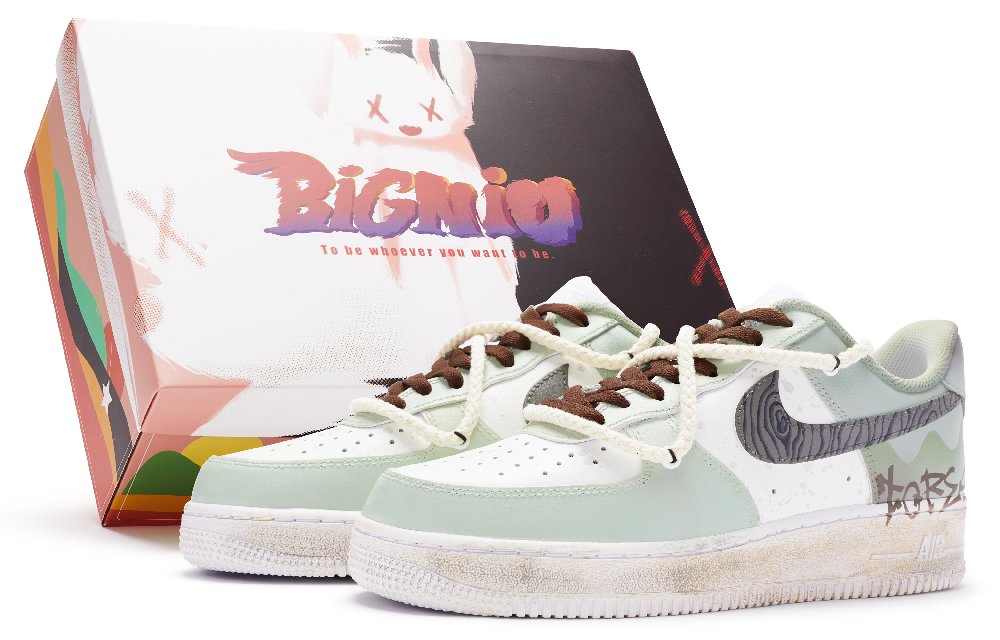Nike Air Force 1 07 Low Top Skateboard Shoes Men's White Green Black