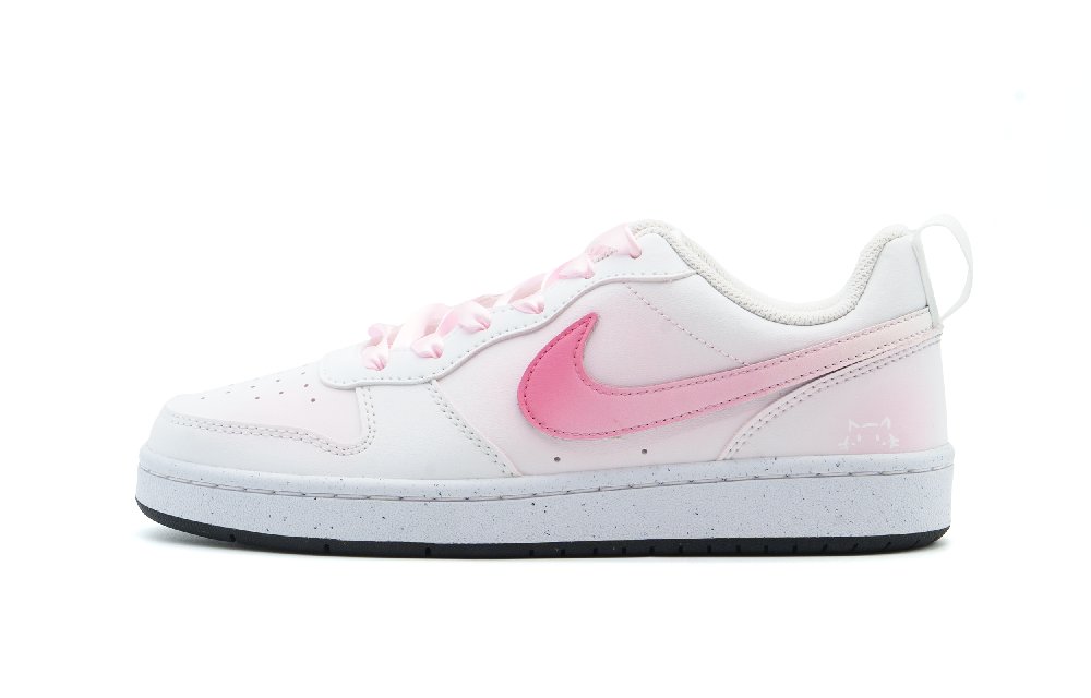 Nike Court Borough Abrasion Resistant Low Top Skateboard Shoes Women's White Pink