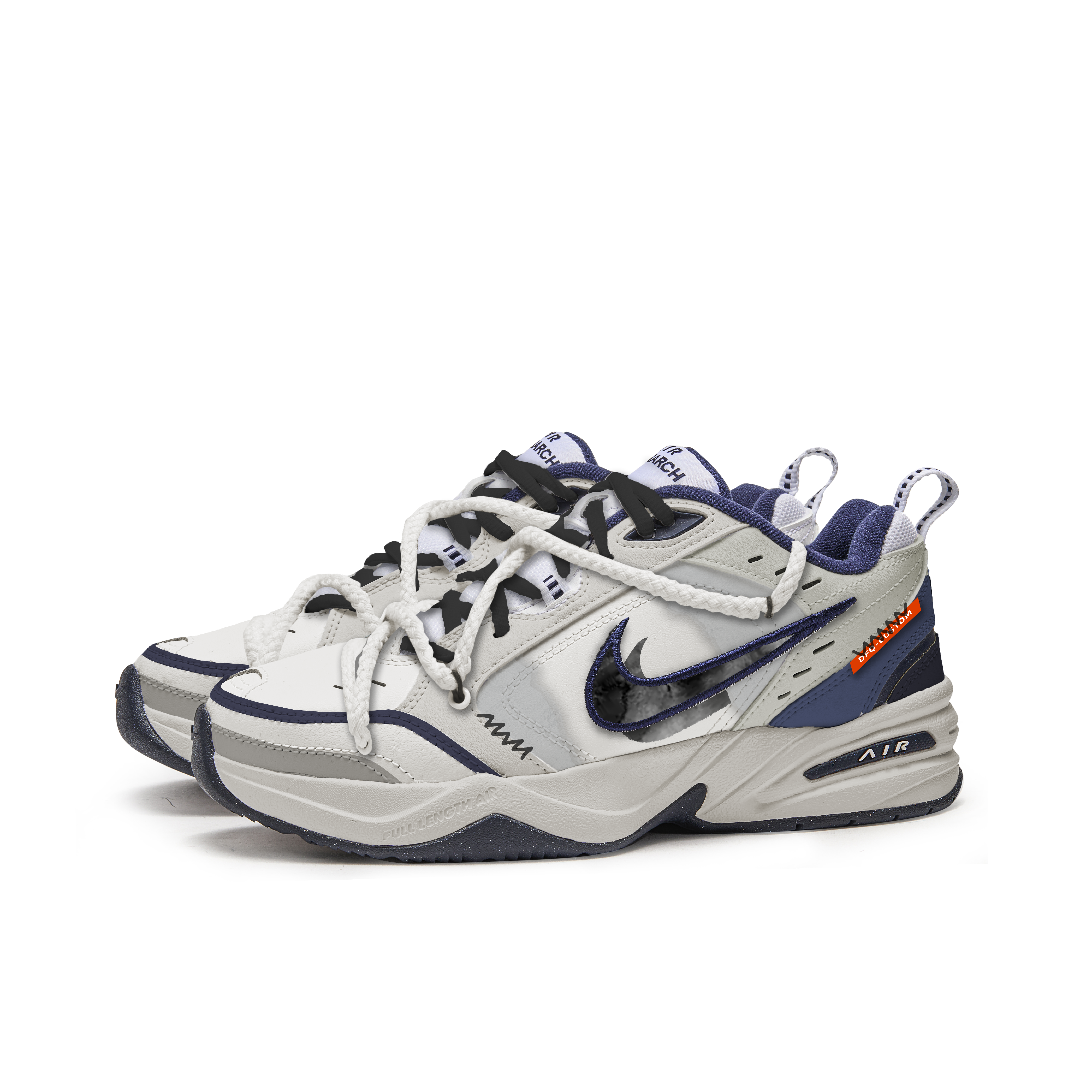 Nike Air Monarch 4 Free Panda Box Wear-Resistant Low-Top Chunky Sneakers Unisex Gray Blue