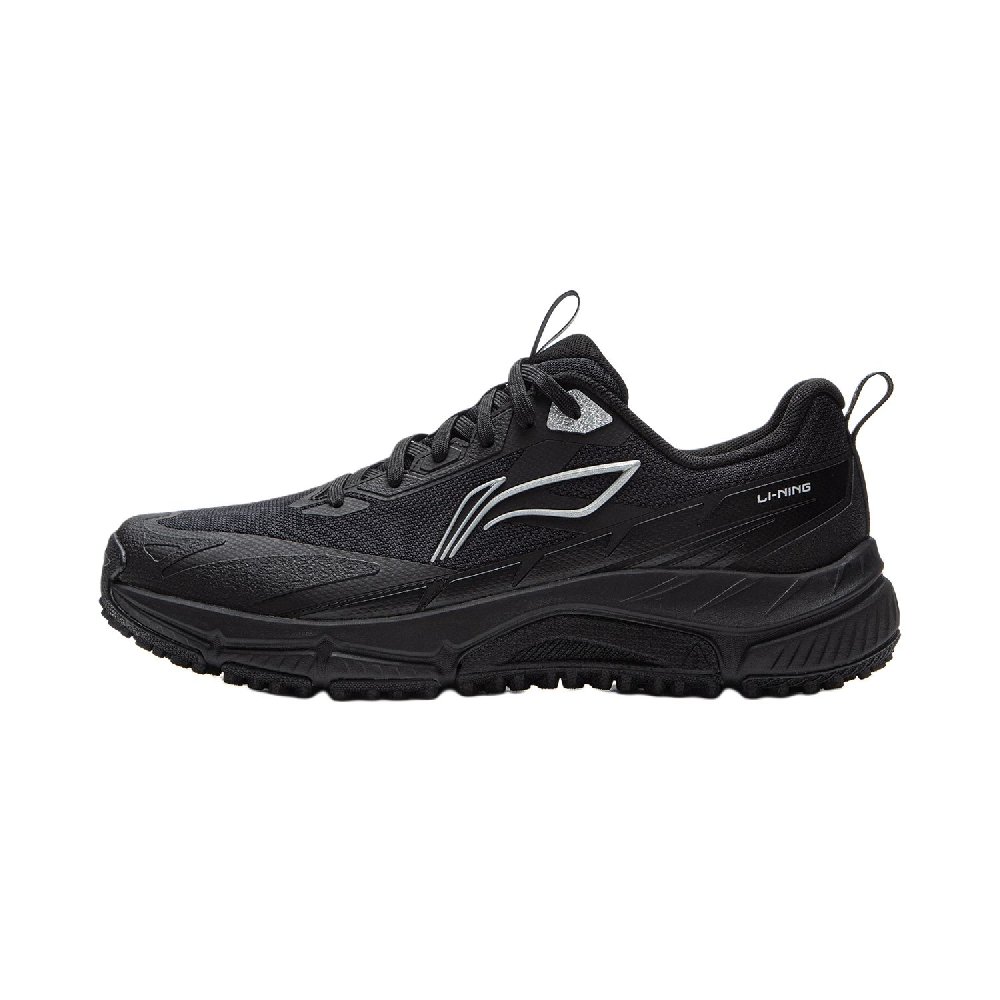 LiNing Chasing wind Shock Absorbers Slip Resistant Abrasion Resistant Low top Trail Running Shoes Men's Black