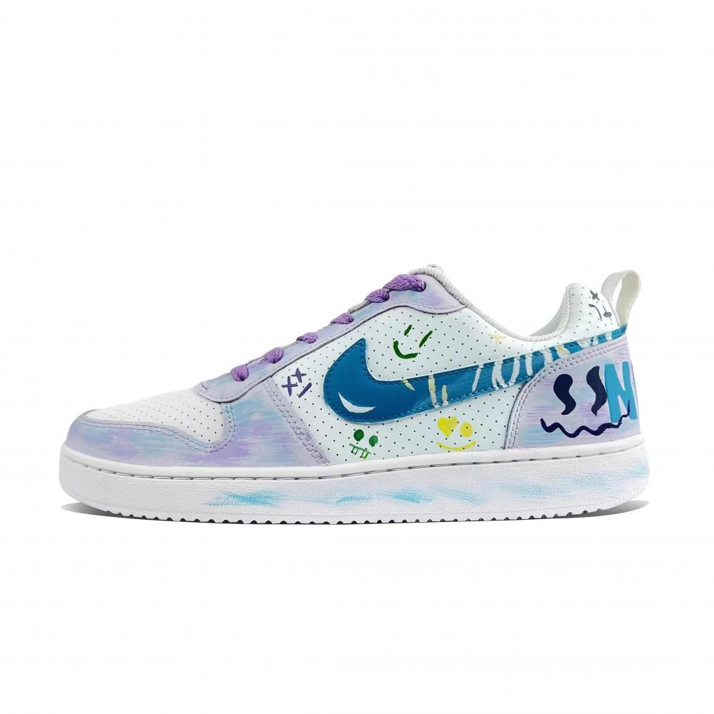 Nike Court Borough Elegant Footwear Slip-Resistant Low-Top Skateboard Shoes Men's Blue Purple