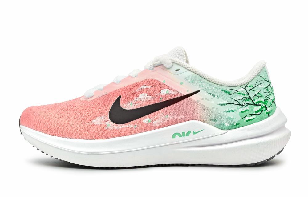 Nike Air Winflo 10 Cushioned Slip-Resistant Low-Top Running Shoes Women's Pink Green