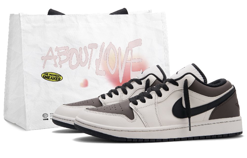Jordan Air Jordan 1 Cocoa Toast Low Top Vintage Basketball Shoes Unisex Black Brown White