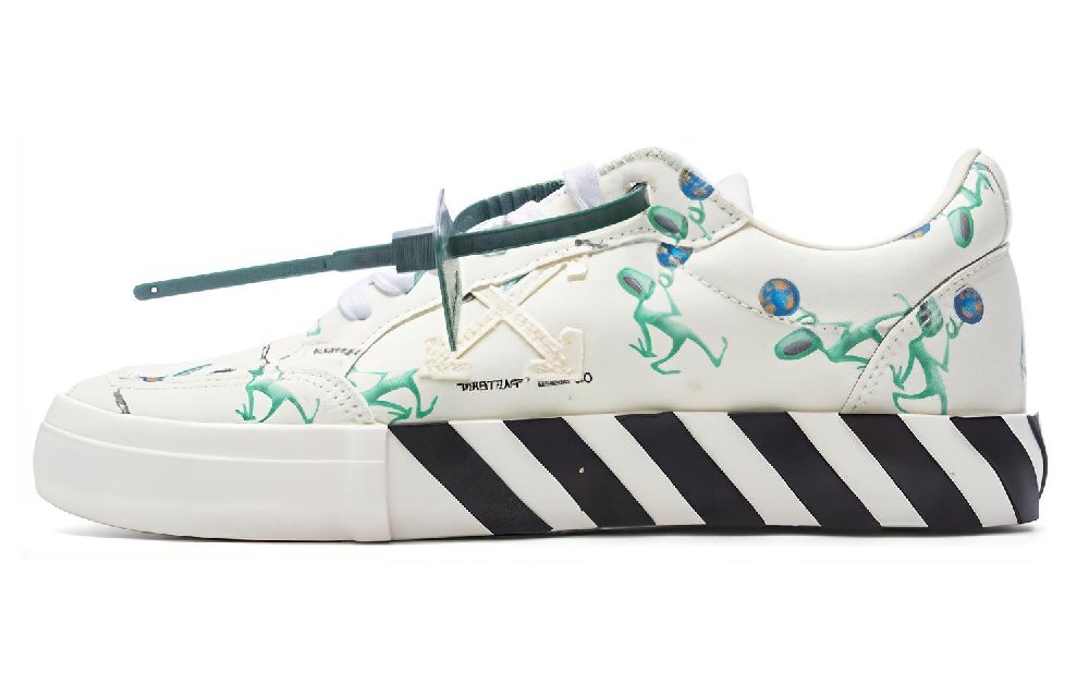OFF WHITE Vulc Low Canvas Alien Logo Applique White Green Black