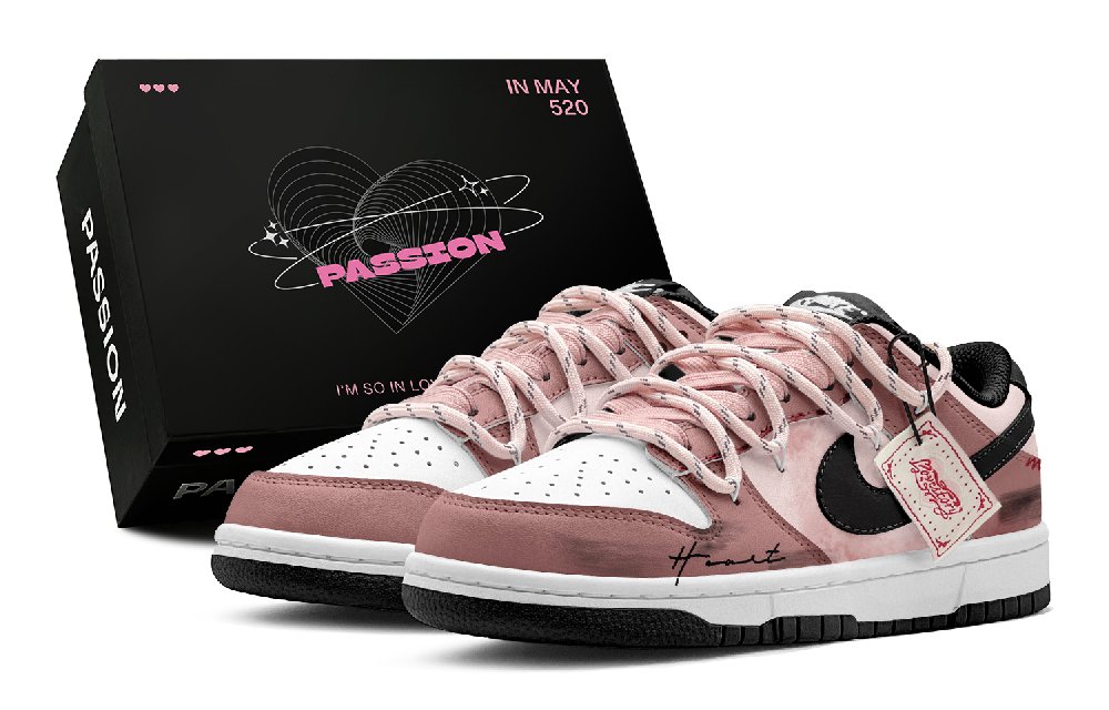 Nike Dunk Abrasion Resistant Low Top Skateboard Shoes Women's Pink Brown