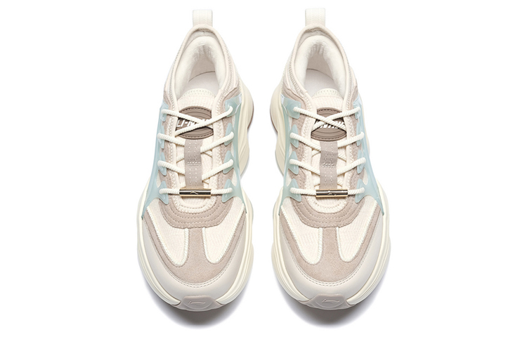 LI-NING 1990 Anti-Slip Wear-Resistant Low-Top Sports Casual Shoes Women's White Blue