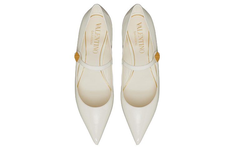 Valentino Tiptoe Enamel Flat Shoes Women's White