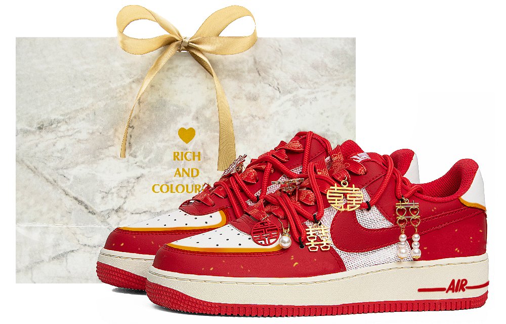 Nike Air Force 1 Low-Top Skateboard Shoes Unisex Red White