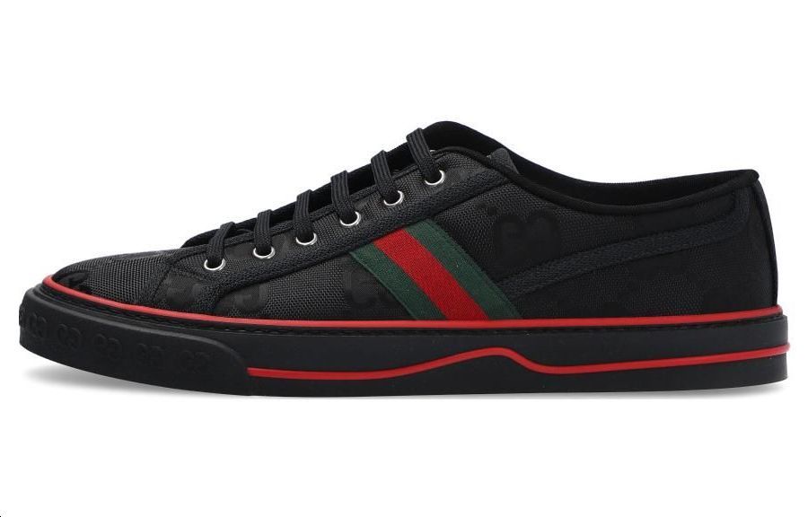 GUCCI Off The Grid Tennis 1977 Low Econyl Black Gg Green Red