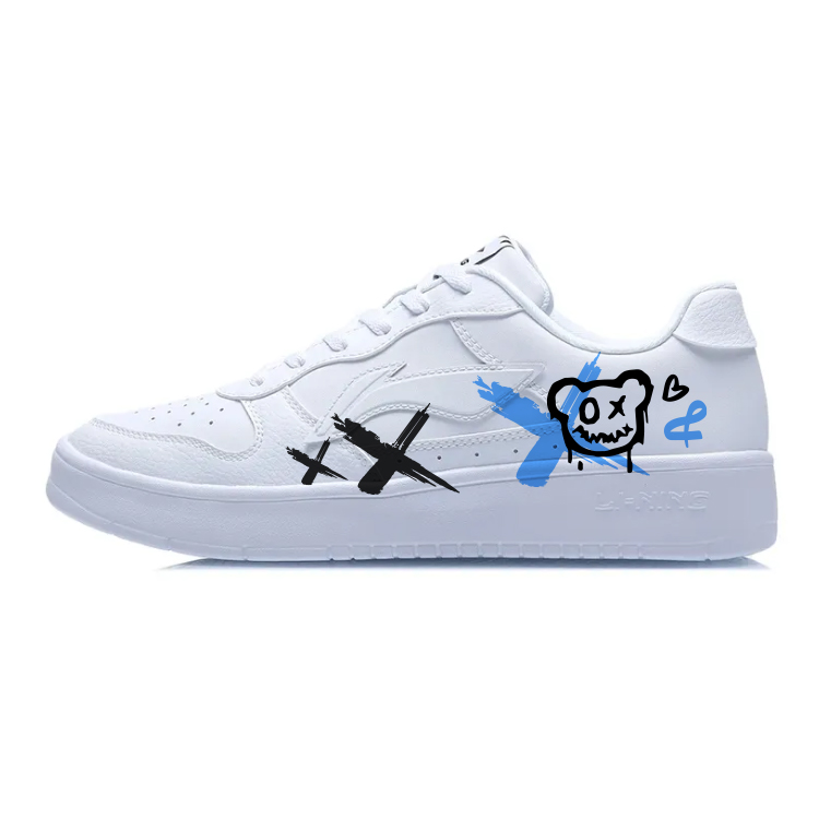LiNing Pontoon Boats Slip Resistant, Abrasion Resistant, Breathable Low top Skateboard Shoes Men's White Black Blue