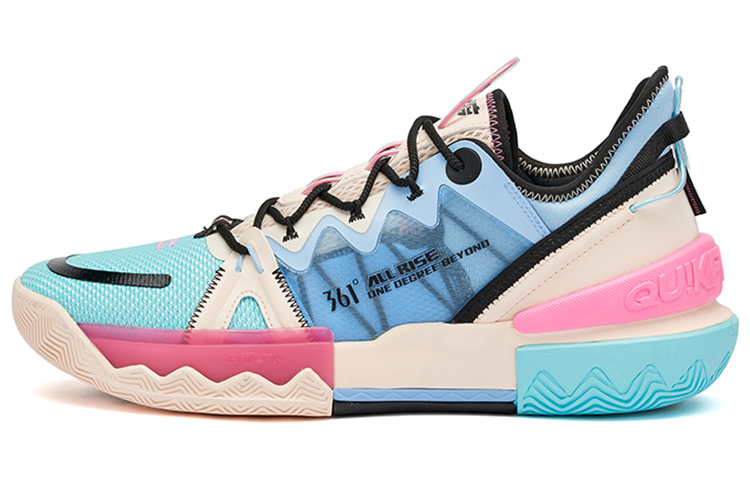 361° Burning Battle 2.0 Sandbar Tail Cushioning Anti-Slip And Wear-Resistant Low-Top Basketball Shoes Men's Blue Pink