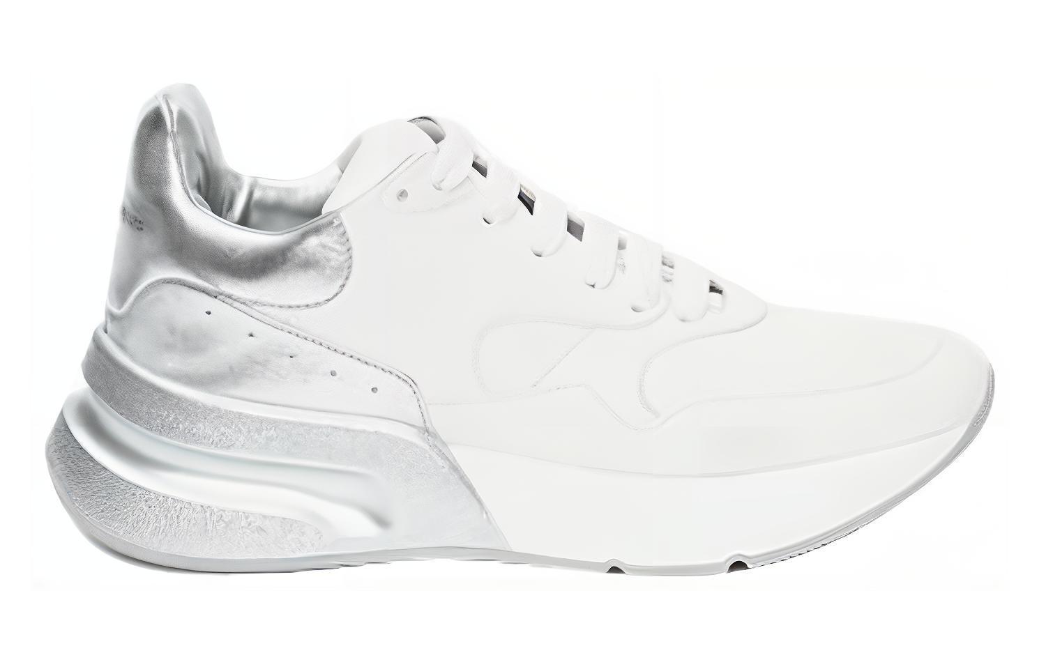 Alexander McQueen Oversized Cushioning Low-Top Casual Shoes Men's White Silver