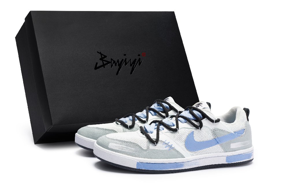 Nike SB Alleyoop 811 Manufacturing Anti-Slip Wear-Resistant Low-Top Skateboard Shoes Men's White Gray Blue