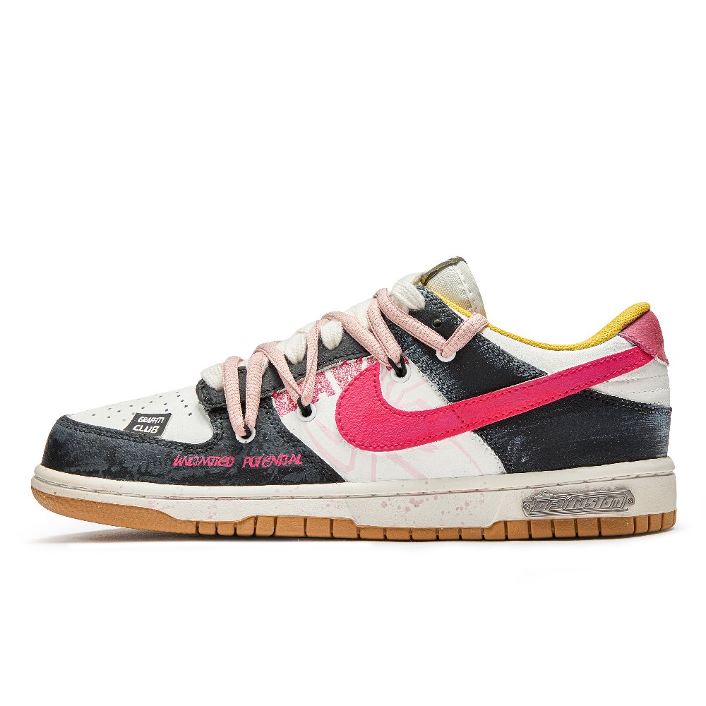 Nike Dunk Da Vinci Crawling Spider Slip Resistant Low Top Skateboard Shoes Unisex Black Pink