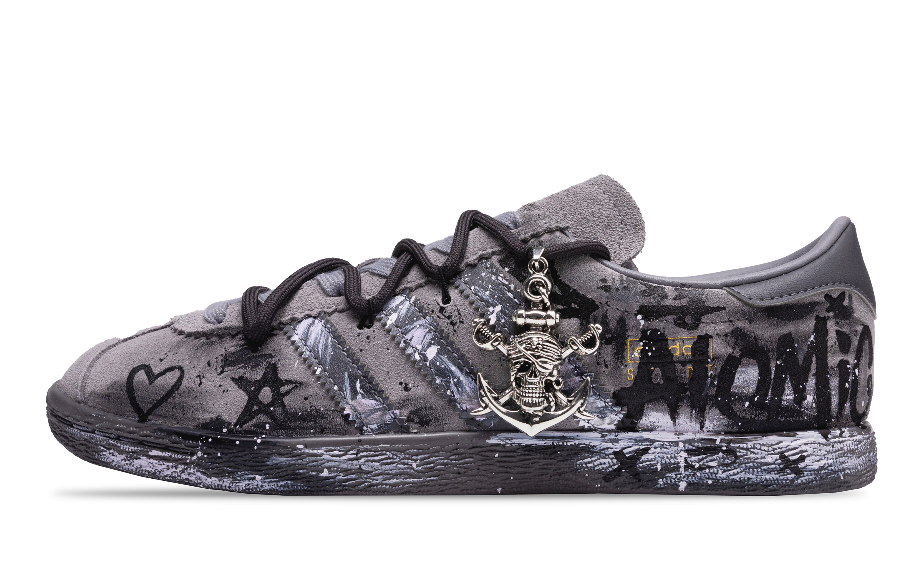 Adidas Originals Stadt Anti-Slip Wear-Resistant Low-Top Skateboard Shoes Unisex Black Gray Silver