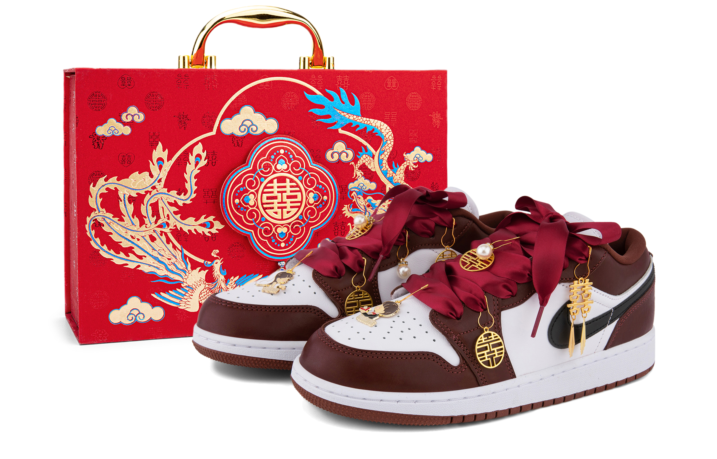 Jordan Air Jordan 1 Slip Resistant, Abrasion Resistant, Lightweight Low top Basketball Shoes Unisex Burgundy