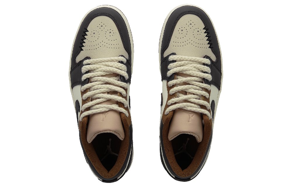 Jordan Air Jordan 1 Charcoal Mocha Low-Top Vintage Basketball Shoes Men's Light Yellow