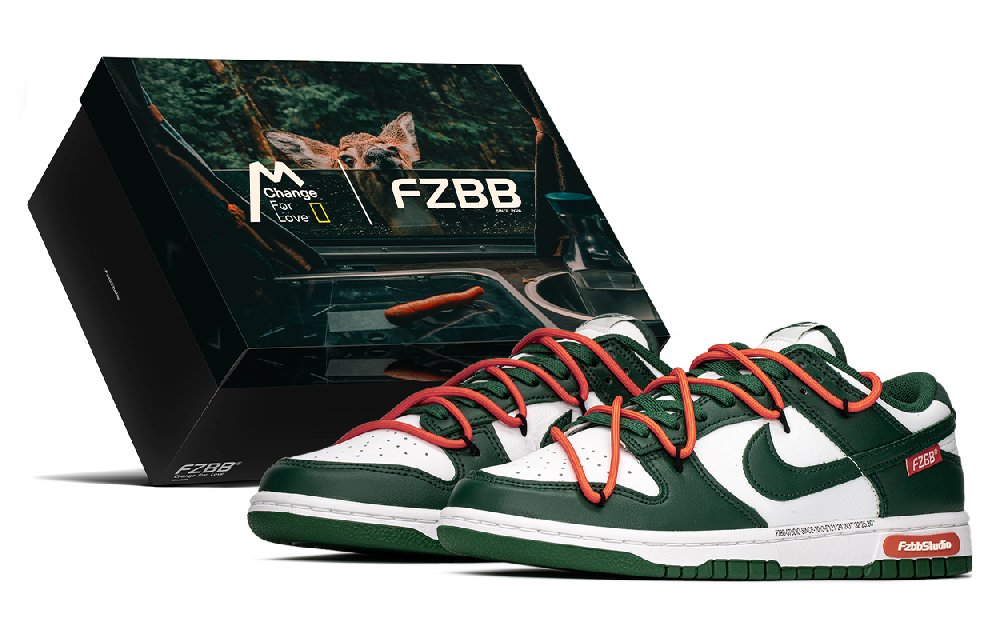 Nike Dunk Anti Slip And Wear Resistant Lightweight Height Increasing Low Top Skateboard Shoes Women's Green Orange
