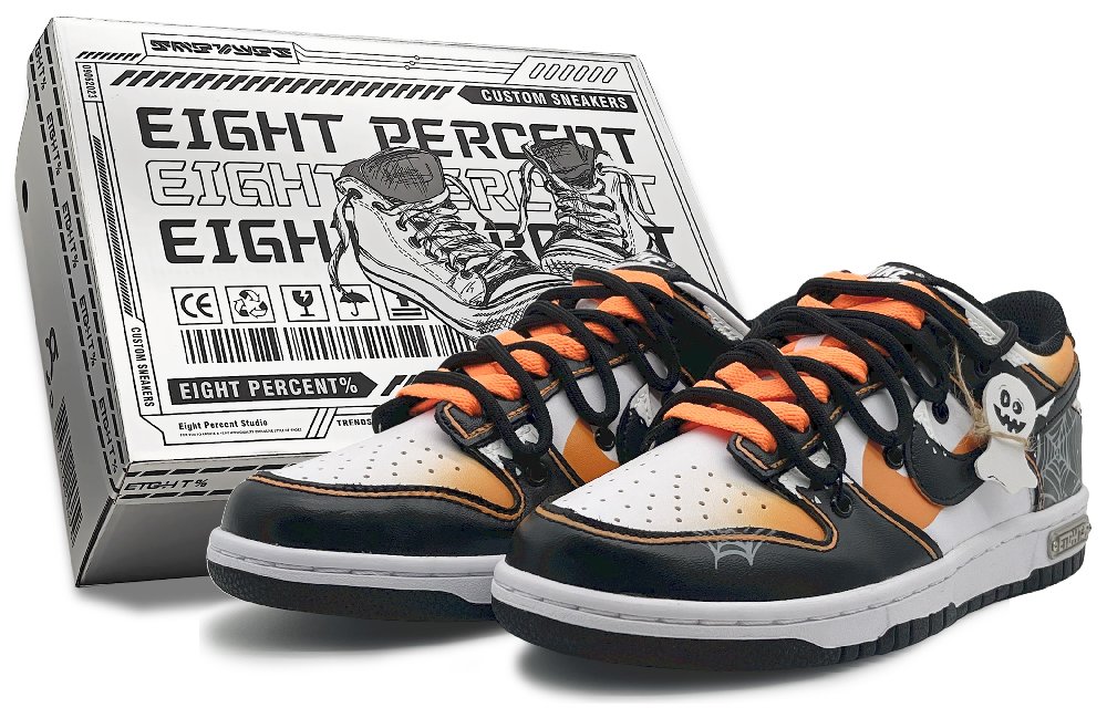 Nike Dunk Skateboard Shoes Unisex Low Top Black/White/Orange