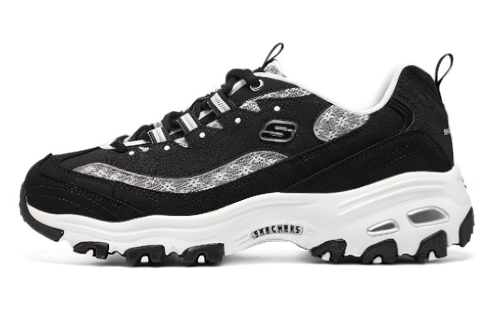 Skechers Cushioning Wear-Resistant Low-Top Chunky Sneakers Women's Black White
