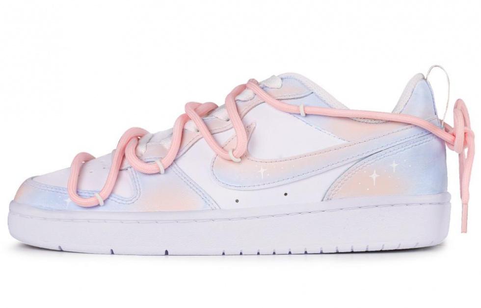 Nike Court Borough Low 2 Low-Top Skateboard Shoes GS Pink Blue