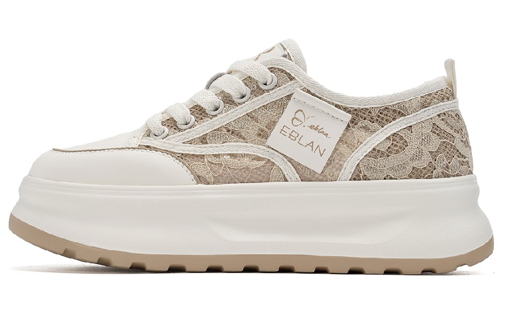 EBLAN Cushioning, Wear Resistant Low top Skateboard Shoes Women's Ecru