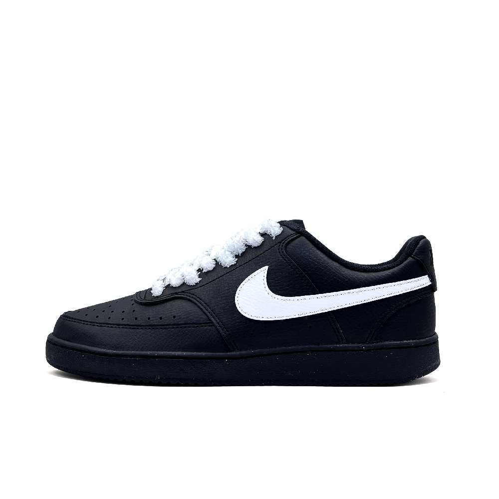 Nike Court Vision Fringe White Anti Slip Wear Resistant Low Top Skateboard Shoes Unisex Black White