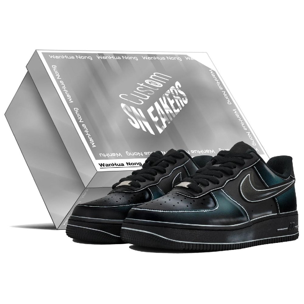 Nike Air Force 1 Low-Top Skateboard Shoes Unisex Black Blue
