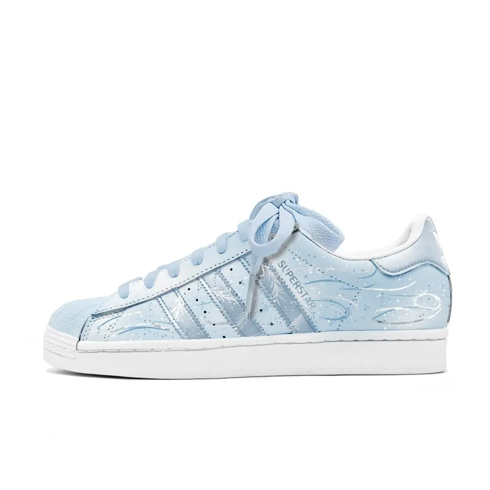 Adidas Originals SUPERSTAR Blue Feather Starlight Abrasion Resistant Low top Skateboard Shoes Unisex Blue